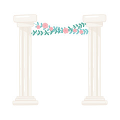 antique columns with flowers