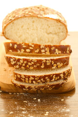 sliced ​​bread on wooden background
