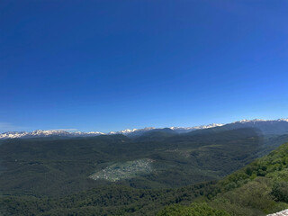 beautiful mountain landscape, panoramic view of mountains and sky in the vicinity of Sochi, Russia