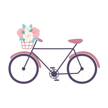 bike with basket and flowers