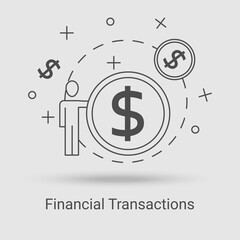 The Financial Transactions icon.The concept of financial activity and business strategy and banking.Secure payments.Vector illustration of the thin line icon.Black on a white background.
