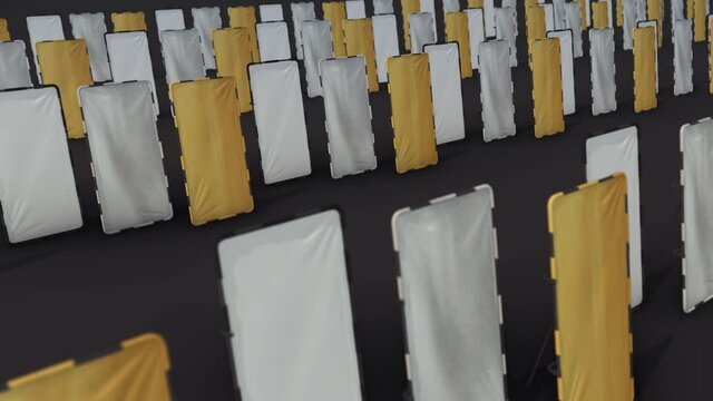 a lot of light diffusers in a row. High quality 4k footage