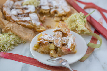 sweet home made rhubarb elderflower pie