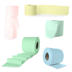 Color toilet paper on white background