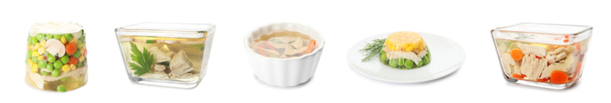 Tasty aspic on white background