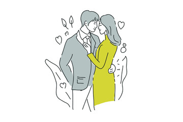 romance wedding couple Hand drawn minimalist vector Illustration  for presentation, website, mobile and print.