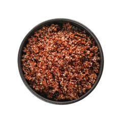 Bowl with tasty quinoa on white background