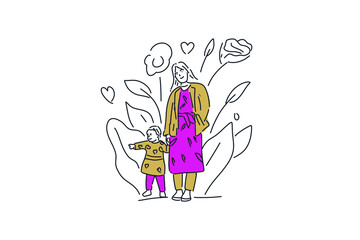 Happy mother and baby Hand drawn minimalist vector Illustration  for presentation, website, mobile and print.