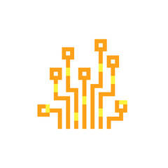 Micro circuit pixel art icon. Isolated vector illustration.  Design for stickers, logo, app. 8-bit sprite.