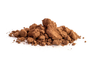 Pile of Cocoa powder isolated on white background.Healthy food concept 
