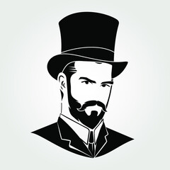 Gentleman with beard and mustache in a top hat