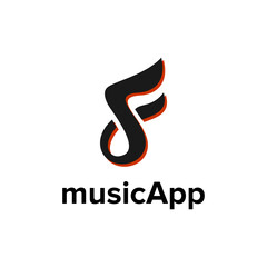 initial letter f for music app icon logo vector. modern icon mobile phone