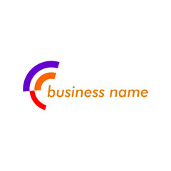 colorful Letter f circle monogram technology logo
