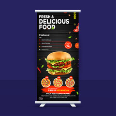 Fast Food Roll Up Banner Design Idea For Restaurant