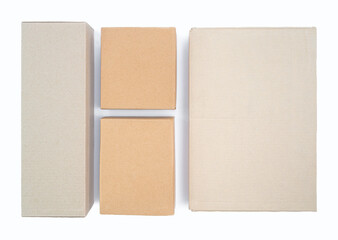 Cardboard boxes on a white background.