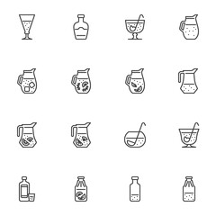 Soft drinks line icons set