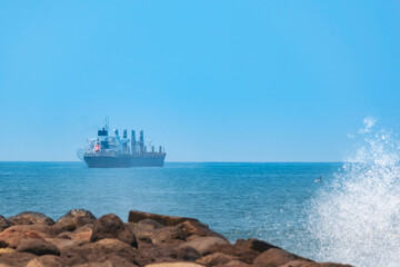 industrial ship in the sea