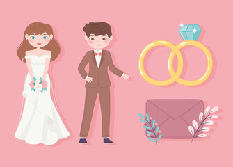 wedding cartoon icons