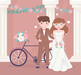 wedding couple with bike