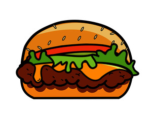 hamburger on white background