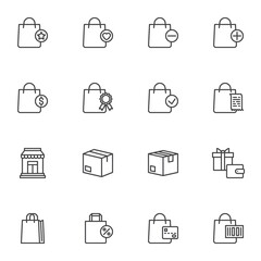 Shopping and ecommerce line icons set