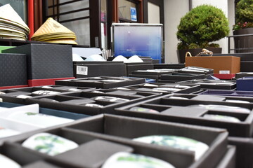 Japanese cups on street market