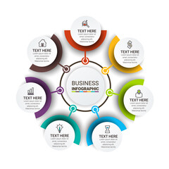 Infographic template design with icons and circles. Abstract elements of graph, diagram with steps, number options, parts or processes.