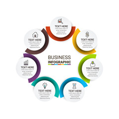 Infographic template design with icons and circles. Abstract elements of graph, diagram with steps, number options, parts or processes.