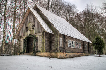 Obraz premium Wooden church in Usma, Latvia