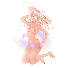 日焼けしている女性