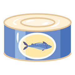 Fish canned, natural healthy organic nutrition product. Vector doodle cartoon flat trendy illustration hand drawn isolated