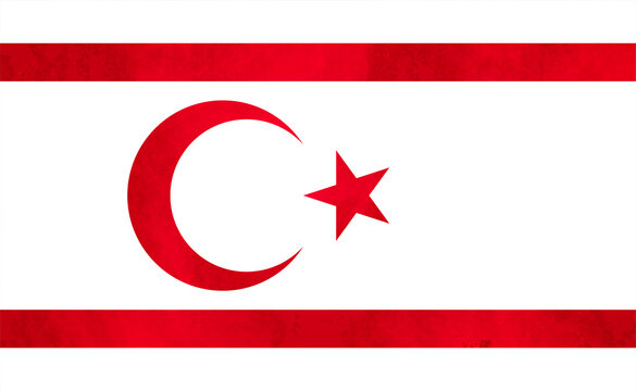 Watercolor texture flag of Turkish Republic of Northern Cyprus. Creative grunge flag with shining background