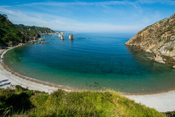 Fototapeta na wymiar Silencio beach in Asturias, Cudillero, Cantabrian Sea, a unique and very beautiful beach.