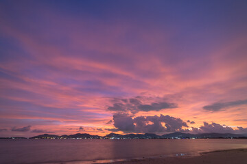 Scene of landscape views cloud moving above mountain range in summer day,.nature rain cloud of...