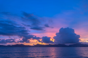 Scene of landscape views cloud moving above mountain range in summer day,.nature rain cloud of...