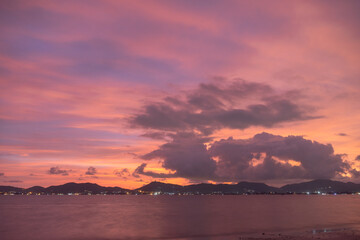 Scene of landscape views cloud moving above mountain range in summer day,.nature rain cloud of...
