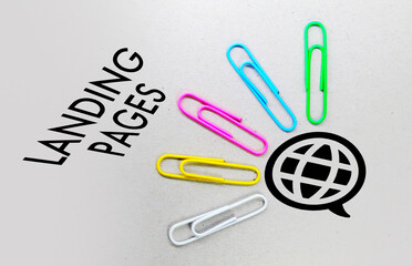 five colored clicks with the word landing pages