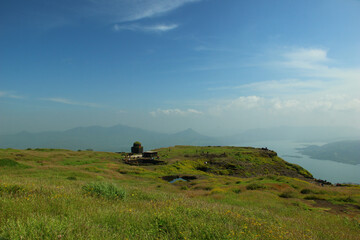 Mountains and Blue Sky. Indian landscape. Maharashtra state. Pune area. India