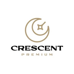 crescent star moon logo vector icon illustration