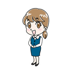 立っている事務員女性のイラスト