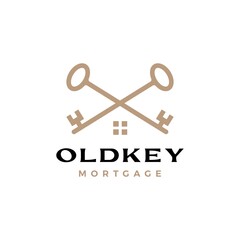 old key cross house home mortgage real estate logo vector icon illustration