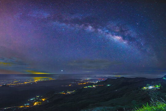 Milky Way galaxy, on Phu Tub Berk, Thailand. Long exposure photograph, with grain.Image contain certain grain or noise and soft focus.