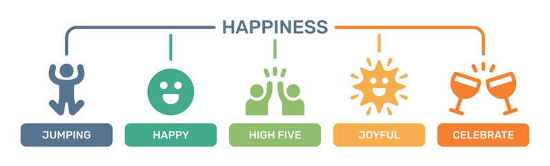 Happiness icon set. Vector illustration