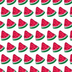  vector pattern of quarter watermelon in doodle style