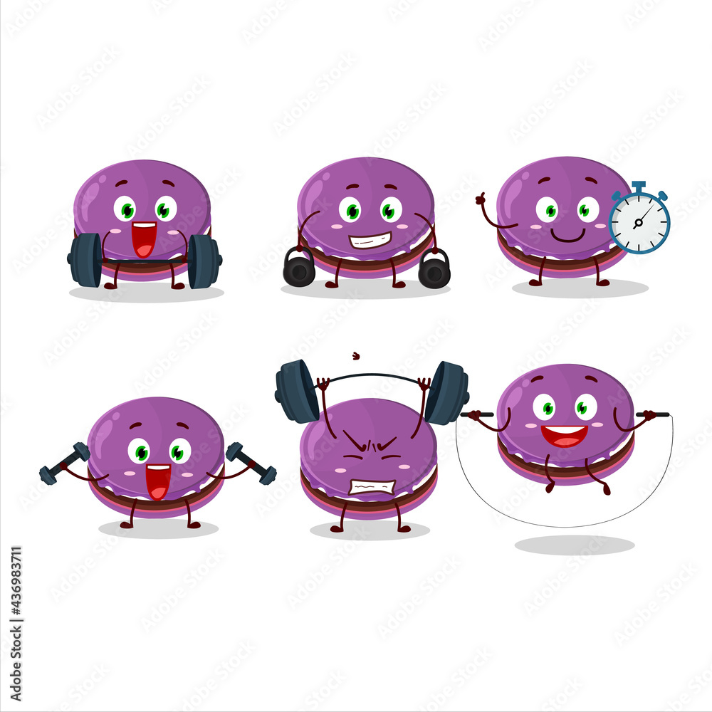 Canvas Prints a healthy grapes dorayaki cartoon style trying some tools on fitness center