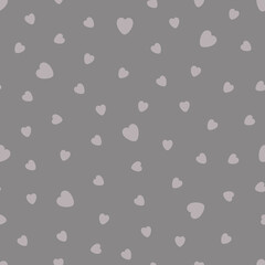 Vector endless pattern with hearts. Grey seamless background for print posters, greeting card, wrapping.