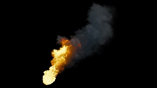 Oil Fireball Burning with heavy Smoke, Seamless Loop, Alpha Channel