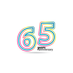 65 Years Anniversary Celebration Vector Template Design Illustration