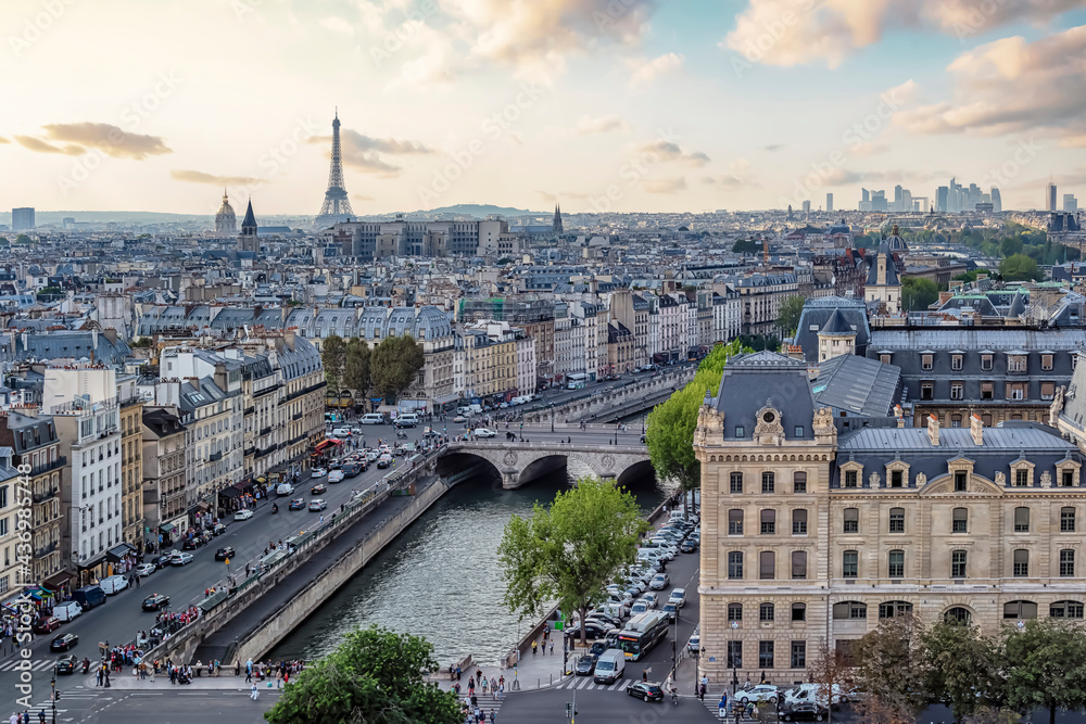 Wall mural paris city panorama in the daytime