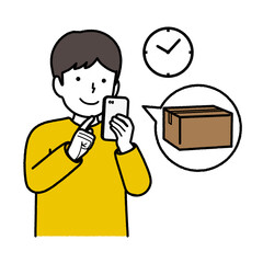 A boy doing luggage procedures on his smartphone